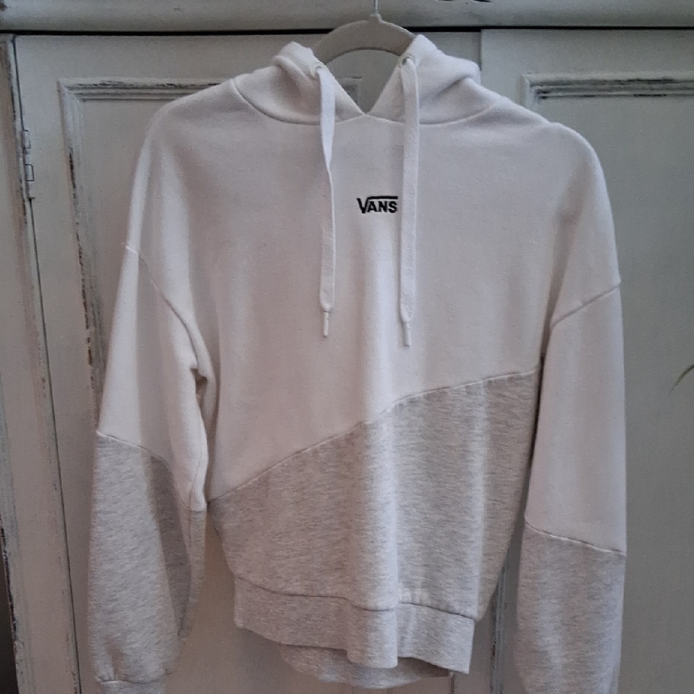 Vans Women's Two-Tone Hoodie in White and Gray